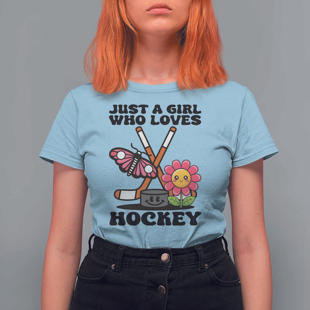 Just A Girl Who Loves Ice Hockey T Shirt For Women Sports Lover Gift - Wonder Print Shop