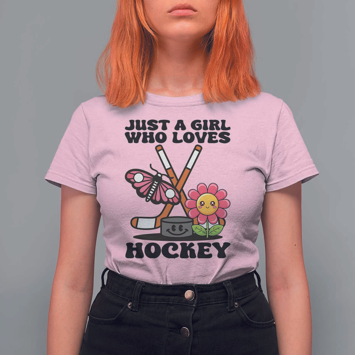 Just A Girl Who Loves Ice Hockey T Shirt For Women Sports Lover Gift - Wonder Print Shop