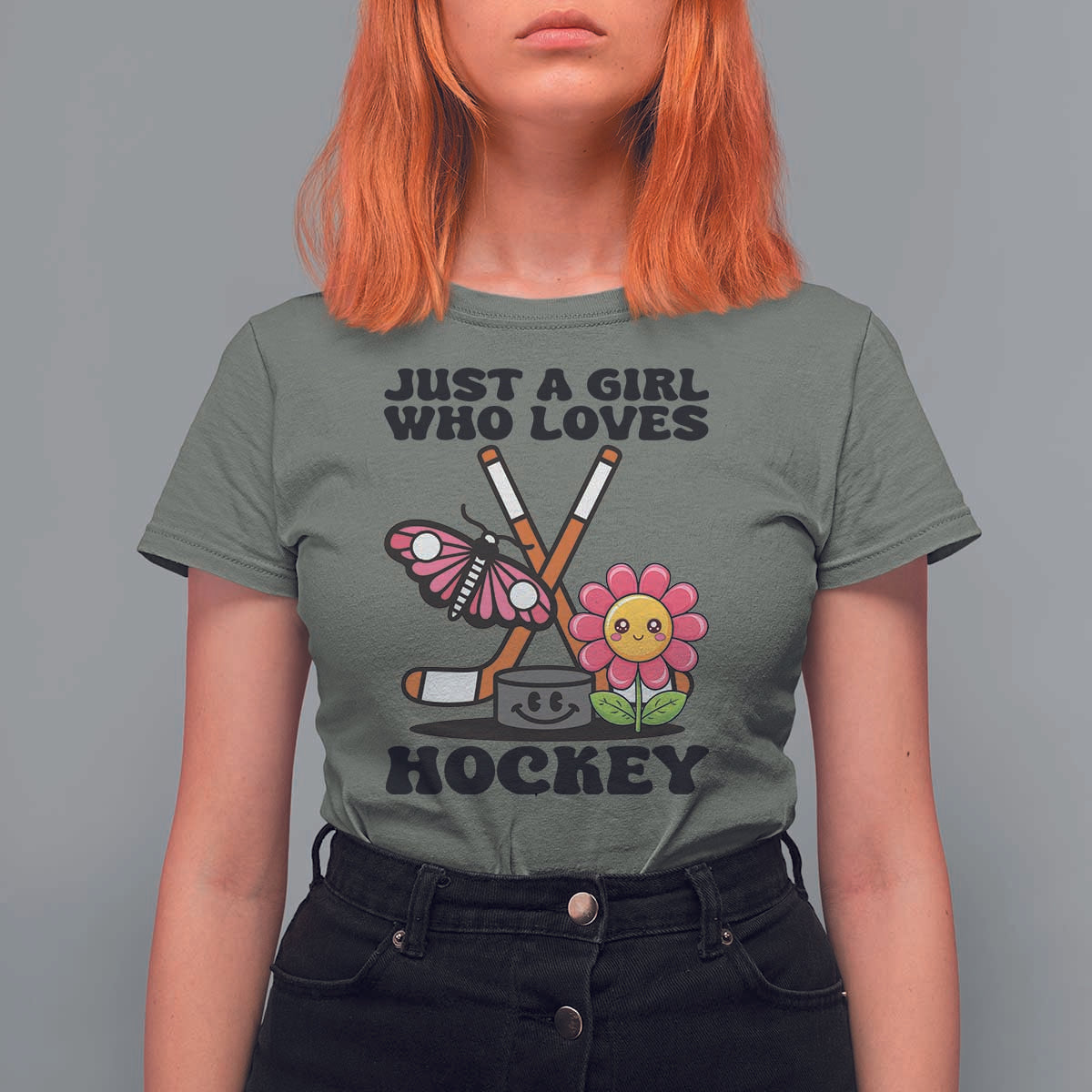 Just A Girl Who Loves Ice Hockey T Shirt For Women Sports Lover Gift - Wonder Print Shop