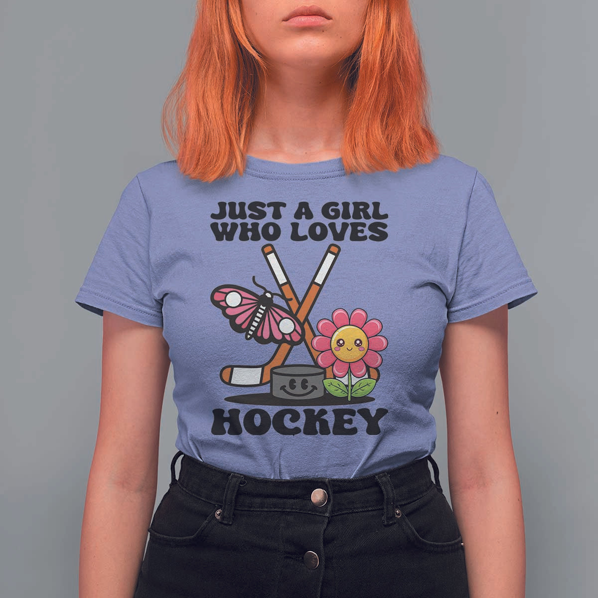 Just A Girl Who Loves Ice Hockey T Shirt For Women Sports Lover Gift - Wonder Print Shop