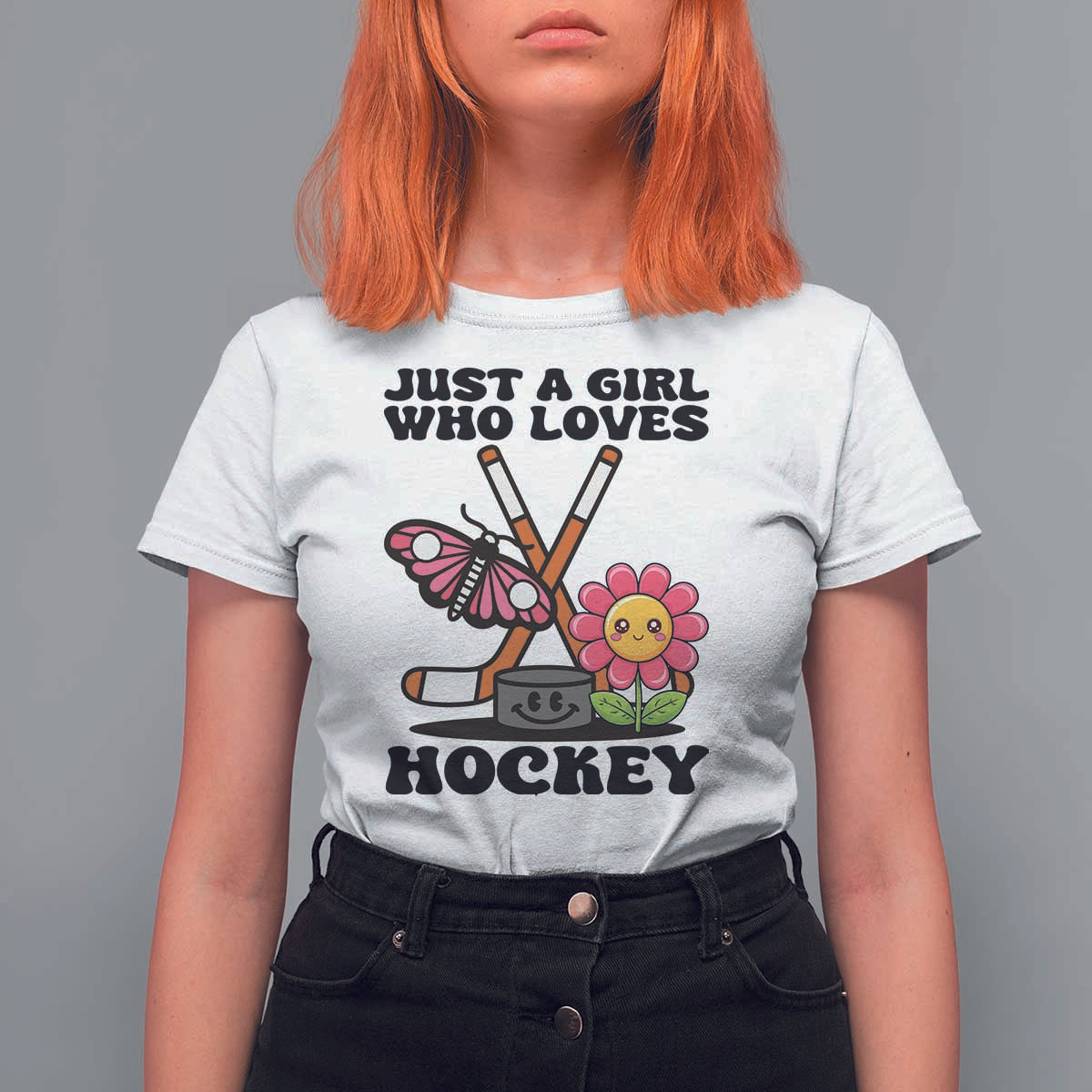 Just A Girl Who Loves Ice Hockey T Shirt For Women Sports Lover Gift - Wonder Print Shop