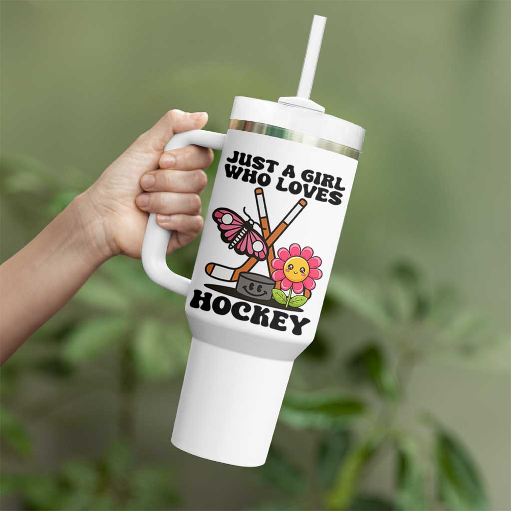 Just A Girl Who Loves Ice Hockey Tumbler With Handle Sports Lover Gift - Wonder Print Shop