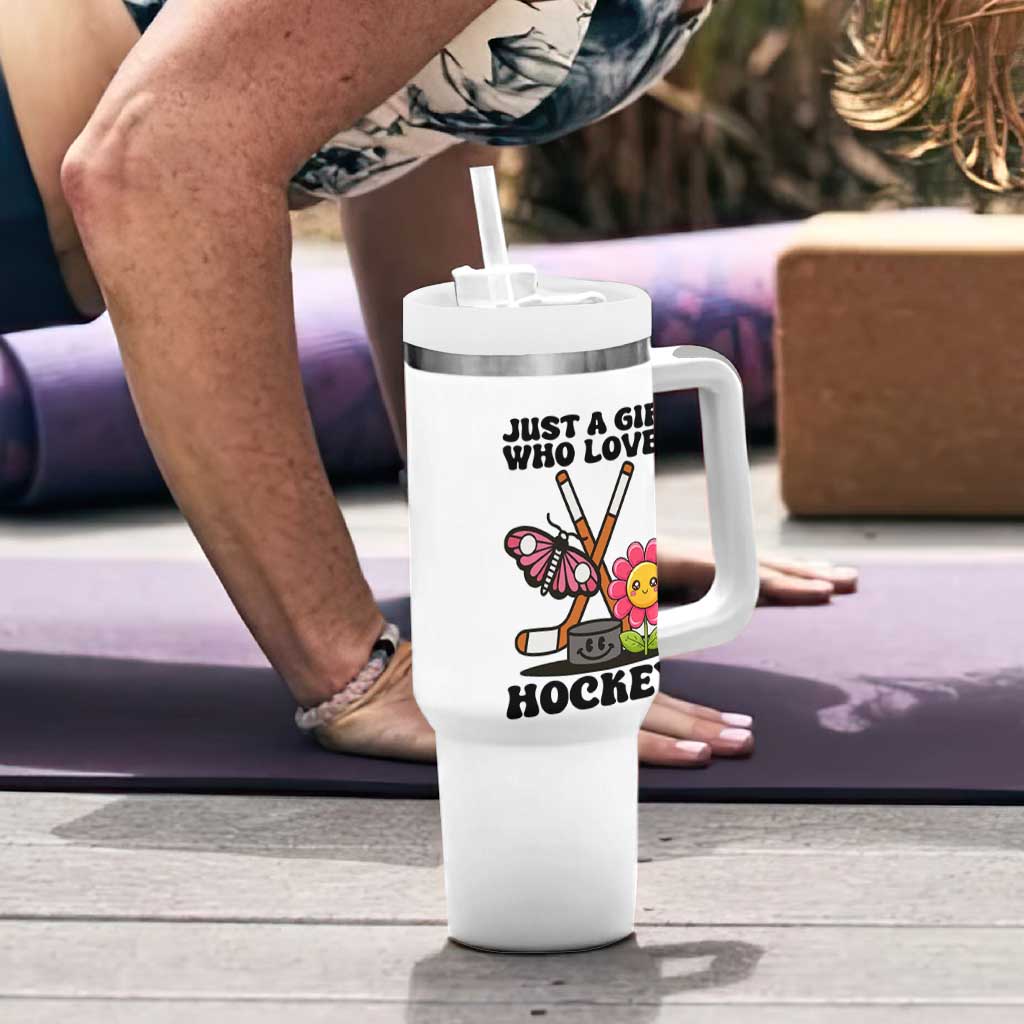 Just A Girl Who Loves Ice Hockey Tumbler With Handle Sports Lover Gift - Wonder Print Shop