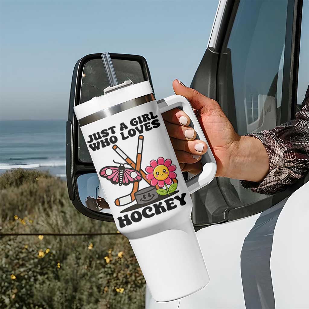 Just A Girl Who Loves Ice Hockey Tumbler With Handle Sports Lover Gift - Wonder Print Shop