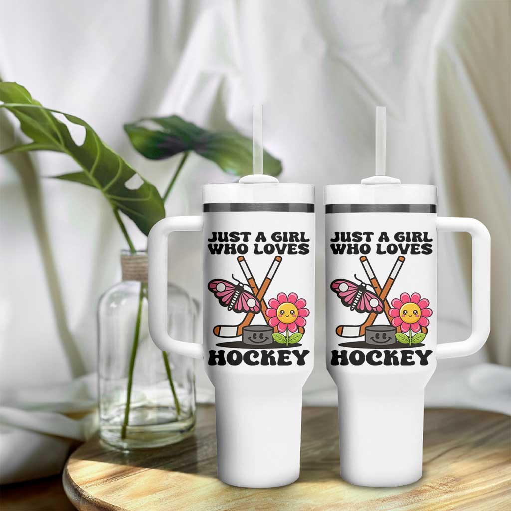 Just A Girl Who Loves Ice Hockey Tumbler With Handle Sports Lover Gift - Wonder Print Shop