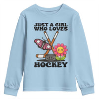 Just A Girl Who Loves Ice Hockey Youth Sweatshirt Sports Lover Gift - Wonder Print Shop