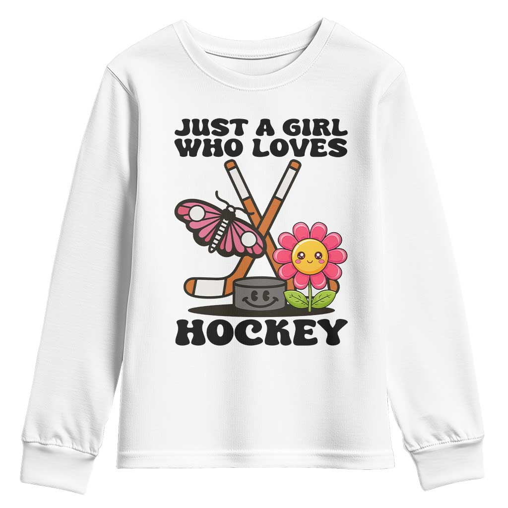 Just A Girl Who Loves Ice Hockey Youth Sweatshirt Sports Lover Gift - Wonder Print Shop
