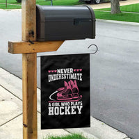 Never Underestimate A Girl Who Plays Hockey Garden Flag Gift For Women - Wonder Print Shop