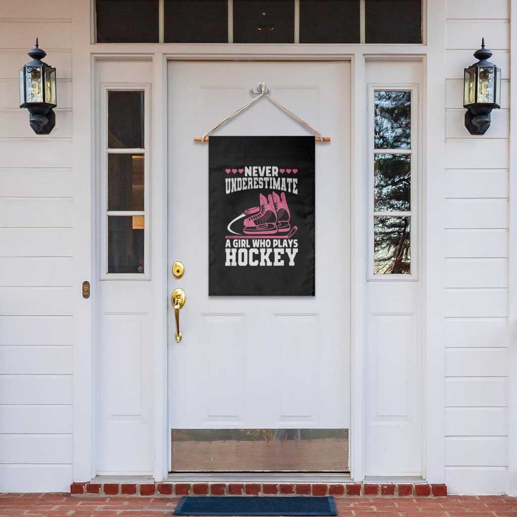 Never Underestimate A Girl Who Plays Hockey Garden Flag Gift For Women - Wonder Print Shop