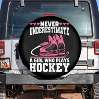 Never Underestimate A Girl Who Plays Hockey Spare Tire Cover Gift For Women - Wonder Print Shop