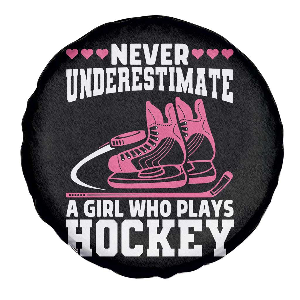 Never Underestimate A Girl Who Plays Hockey Spare Tire Cover Gift For Women - Wonder Print Shop