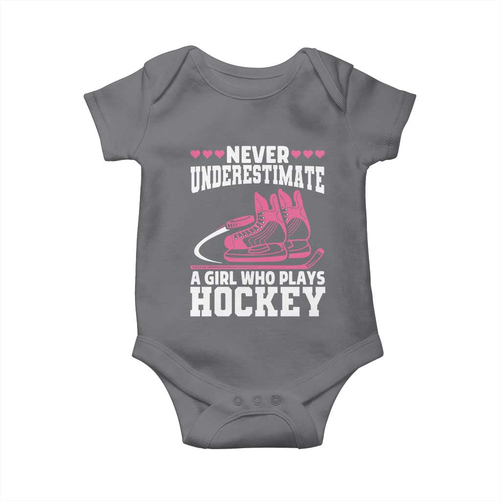 Never Underestimate A Girl Who Plays Hockey Baby Onesie Gift For Women - Wonder Print Shop