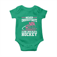 Never Underestimate A Girl Who Plays Hockey Baby Onesie Gift For Women - Wonder Print Shop