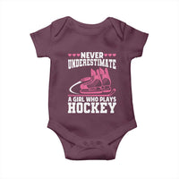 Never Underestimate A Girl Who Plays Hockey Baby Onesie Gift For Women - Wonder Print Shop