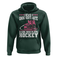 Never Underestimate A Girl Who Plays Hockey Hoodie Gift For Women - Wonder Print Shop