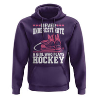 Never Underestimate A Girl Who Plays Hockey Hoodie Gift For Women - Wonder Print Shop