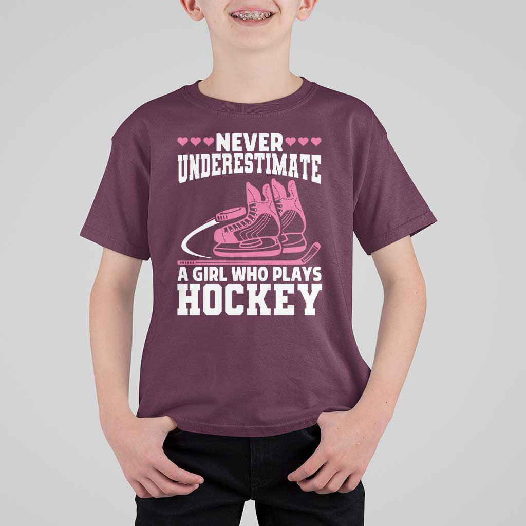 Never Underestimate A Girl Who Plays Hockey T Shirt For Kid Gift For Women - Wonder Print Shop