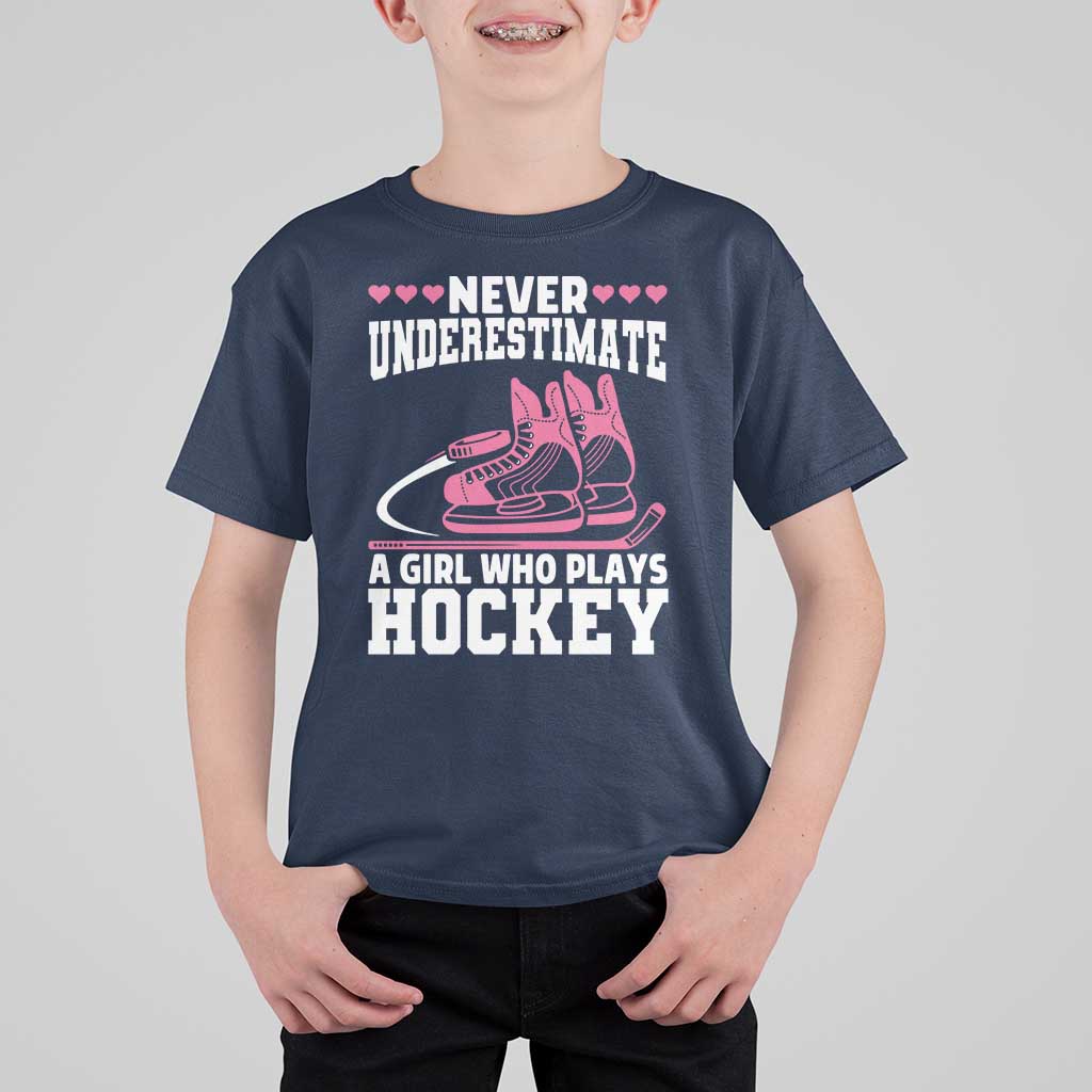 Never Underestimate A Girl Who Plays Hockey T Shirt For Kid Gift For Women - Wonder Print Shop