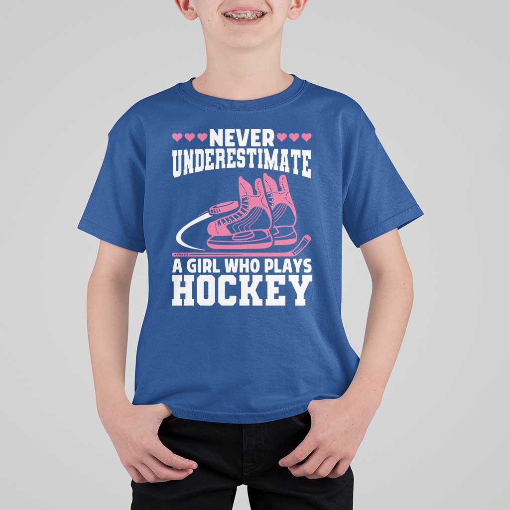 Never Underestimate A Girl Who Plays Hockey T Shirt For Kid Gift For Women - Wonder Print Shop