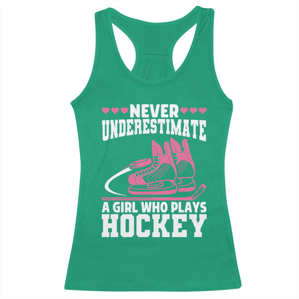 Never Underestimate A Girl Who Plays Hockey Racerback Tank Top Gift For Women - Wonder Print Shop