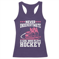 Never Underestimate A Girl Who Plays Hockey Racerback Tank Top Gift For Women - Wonder Print Shop