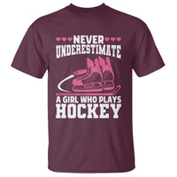 Never Underestimate A Girl Who Plays Hockey T Shirt Gift For Women - Wonder Print Shop