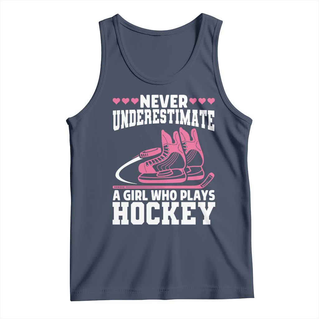 Never Underestimate A Girl Who Plays Hockey Tank Top Gift For Women - Wonder Print Shop