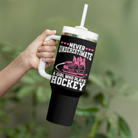 Never Underestimate A Girl Who Plays Hockey Tumbler With Handle Gift For Women - Wonder Print Shop