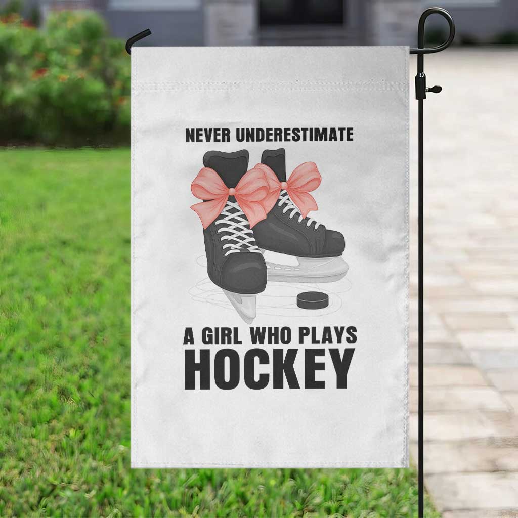 Never Underestimate A Girl Hockey Player Gift Idea Garden Flag - Wonder Print Shop