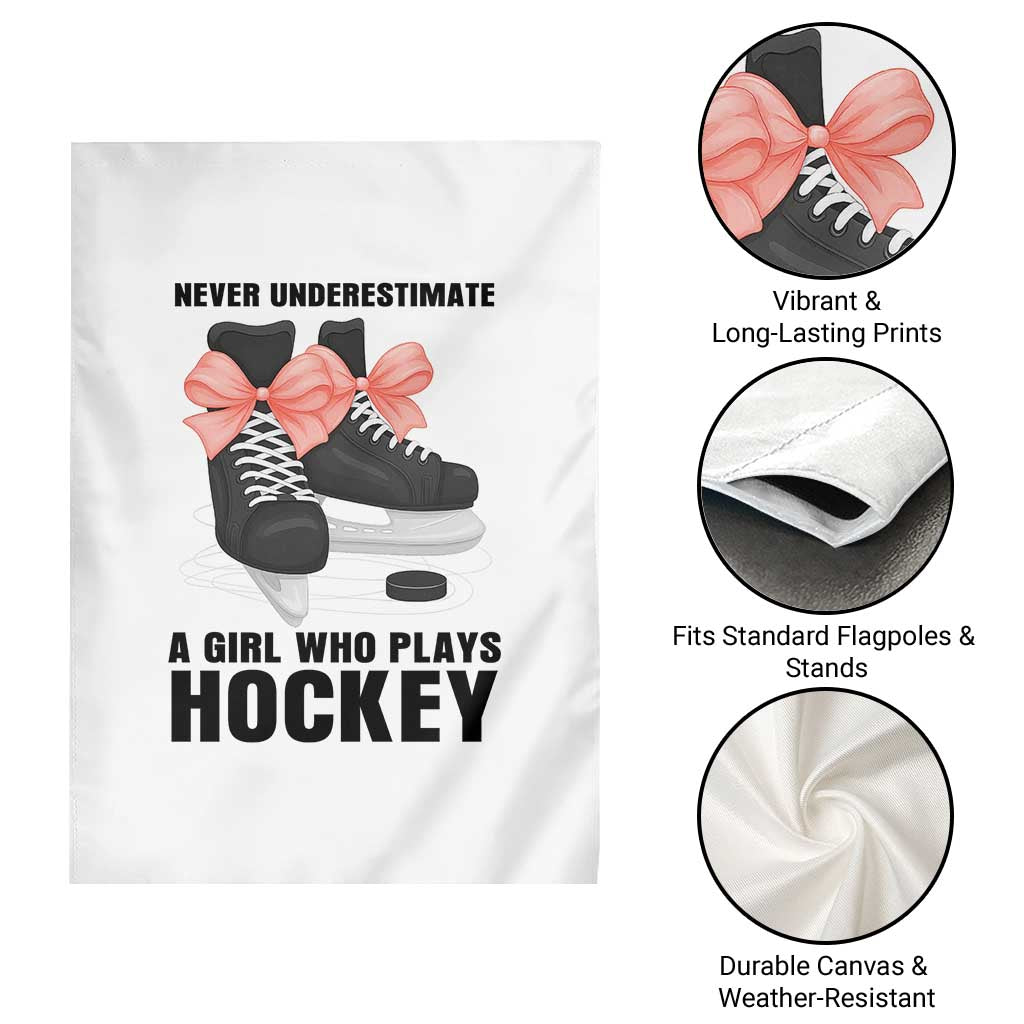 Never Underestimate A Girl Hockey Player Gift Idea Garden Flag - Wonder Print Shop
