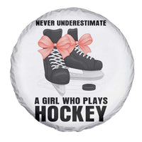 Never Underestimate A Girl Hockey Player Gift Idea Spare Tire Cover - Wonder Print Shop