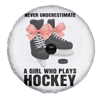 Never Underestimate A Girl Hockey Player Gift Idea Spare Tire Cover - Wonder Print Shop
