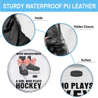 Never Underestimate A Girl Hockey Player Gift Idea Spare Tire Cover - Wonder Print Shop