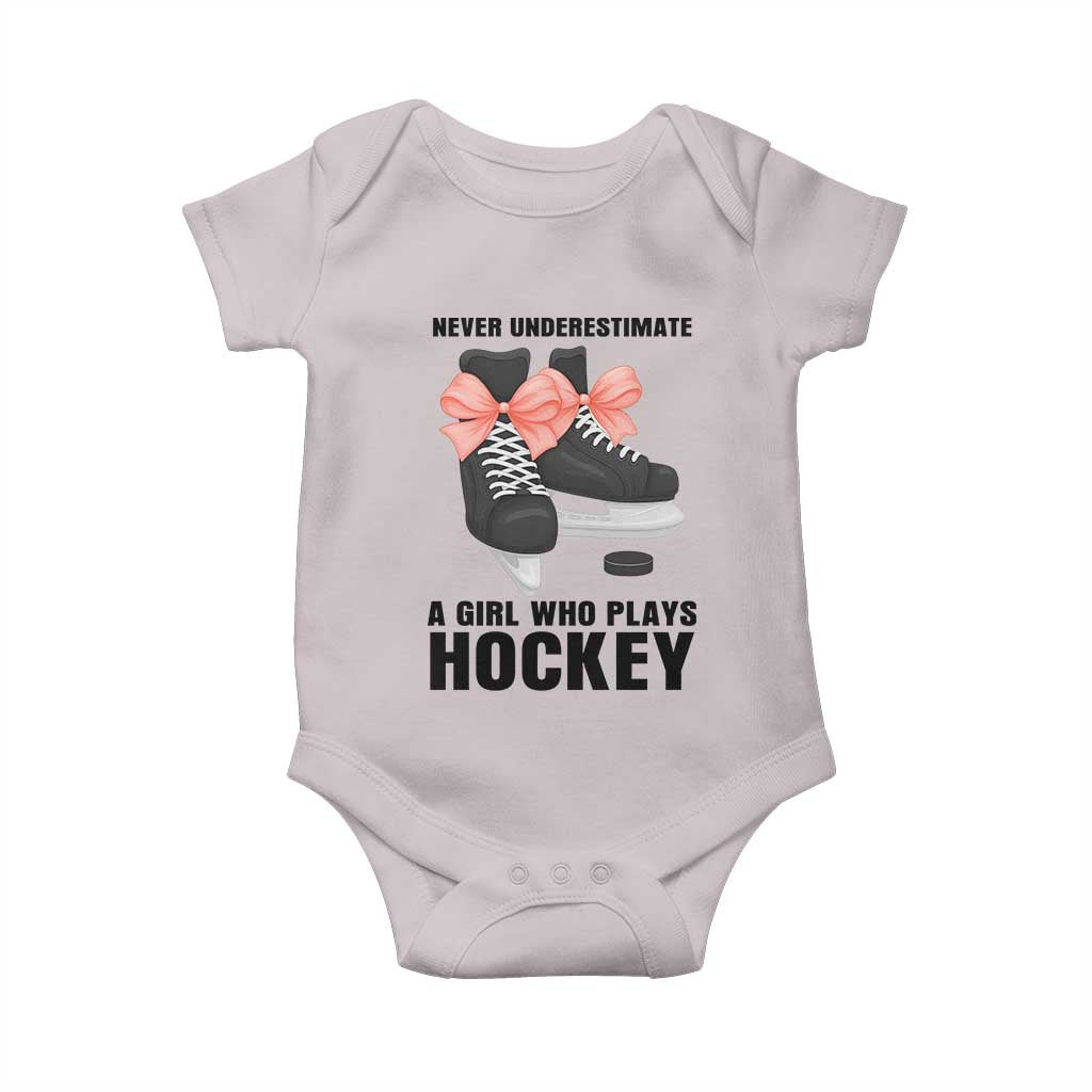 Never Underestimate A Girl Hockey Player Gift Idea Baby Onesie - Wonder Print Shop