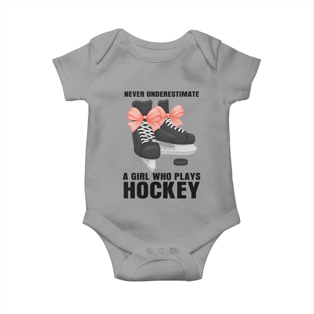 Never Underestimate A Girl Hockey Player Gift Idea Baby Onesie - Wonder Print Shop