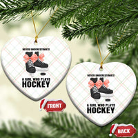 Never Underestimate A Girl Hockey Player Gift Idea Ceramic Ornament - Wonder Print Shop