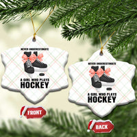 Never Underestimate A Girl Hockey Player Gift Idea Ceramic Ornament - Wonder Print Shop