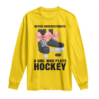 Never Underestimate A Girl Hockey Player Gift Idea Long Sleeve Shirt - Wonder Print Shop