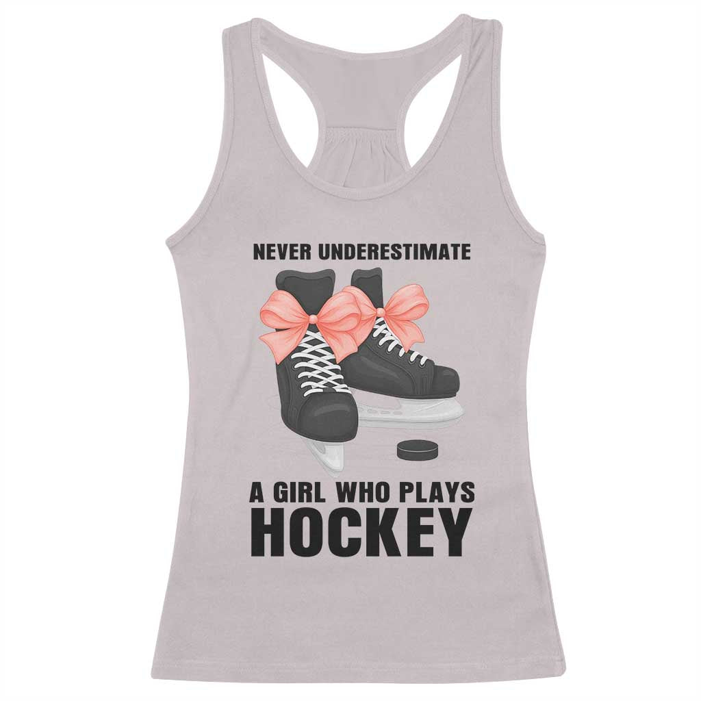 Never Underestimate A Girl Hockey Player Gift Idea Racerback Tank Top - Wonder Print Shop