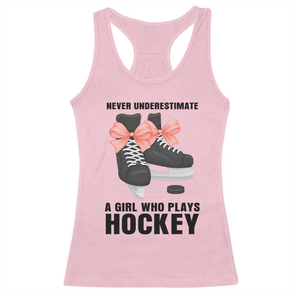 Never Underestimate A Girl Hockey Player Gift Idea Racerback Tank Top - Wonder Print Shop