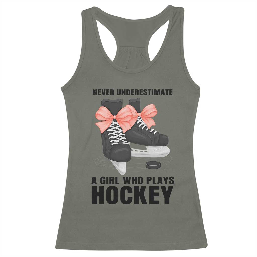 Never Underestimate A Girl Hockey Player Gift Idea Racerback Tank Top - Wonder Print Shop