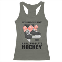 Never Underestimate A Girl Hockey Player Gift Idea Racerback Tank Top - Wonder Print Shop