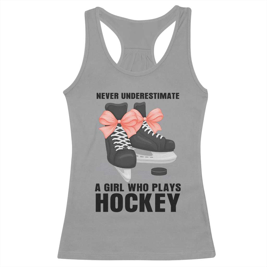 Never Underestimate A Girl Hockey Player Gift Idea Racerback Tank Top - Wonder Print Shop