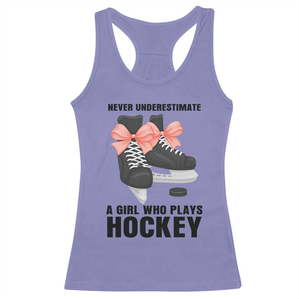 Never Underestimate A Girl Hockey Player Gift Idea Racerback Tank Top - Wonder Print Shop