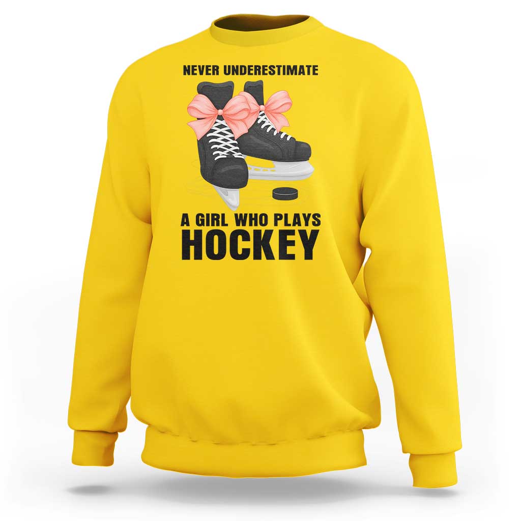 Never Underestimate A Girl Hockey Player Gift Idea Sweatshirt - Wonder Print Shop