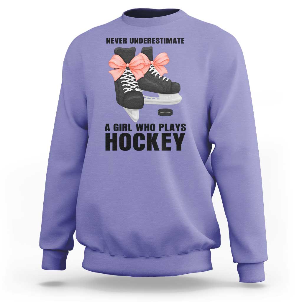 Never Underestimate A Girl Hockey Player Gift Idea Sweatshirt - Wonder Print Shop