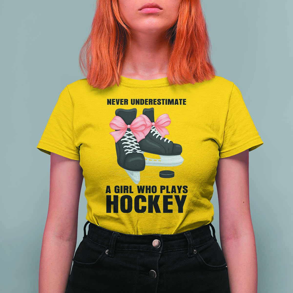 Never Underestimate A Girl Hockey Player Gift Idea T Shirt For Women - Wonder Print Shop