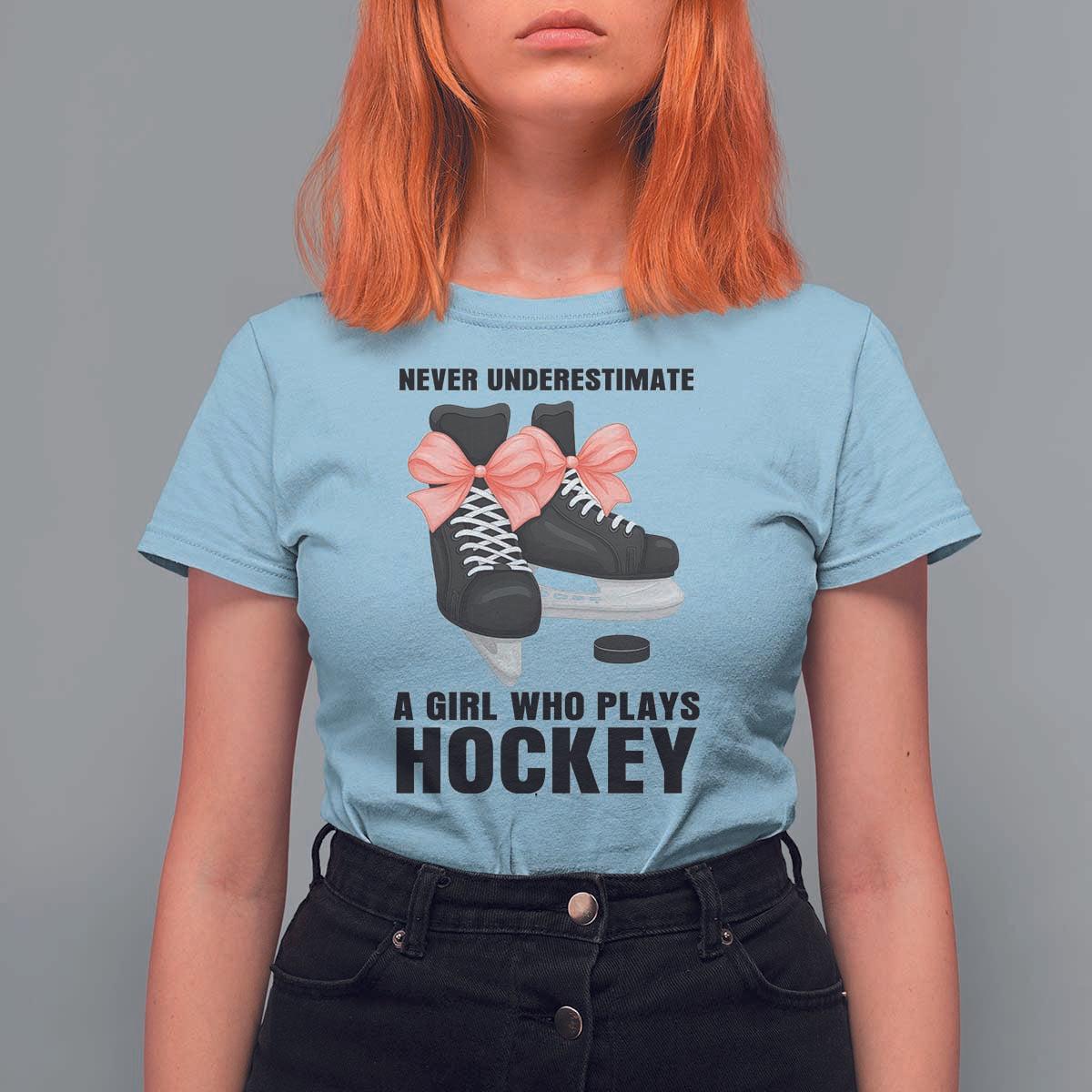 Never Underestimate A Girl Hockey Player Gift Idea T Shirt For Women - Wonder Print Shop