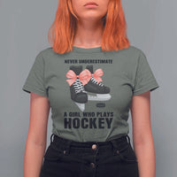 Never Underestimate A Girl Hockey Player Gift Idea T Shirt For Women - Wonder Print Shop