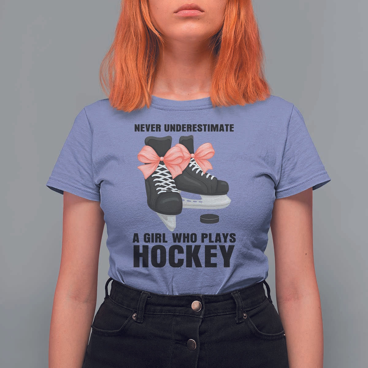 Never Underestimate A Girl Hockey Player Gift Idea T Shirt For Women - Wonder Print Shop